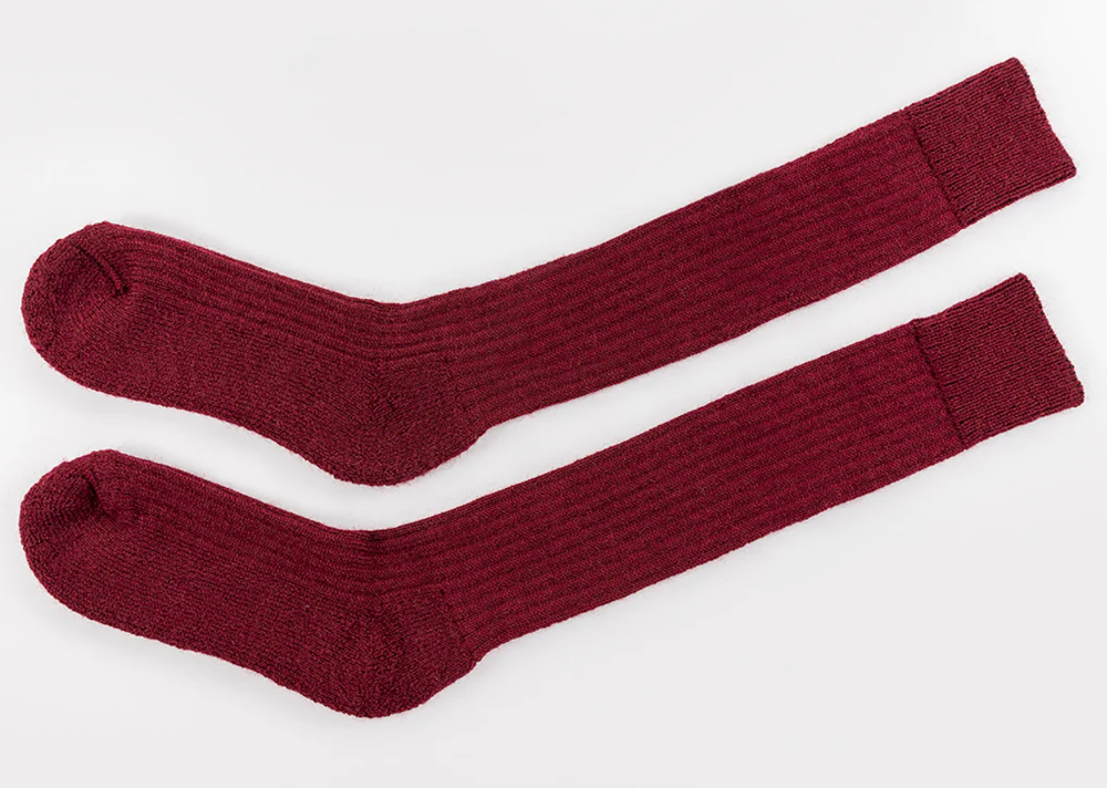 Pairs Scotland Wool Knee High Socks - Burgundy