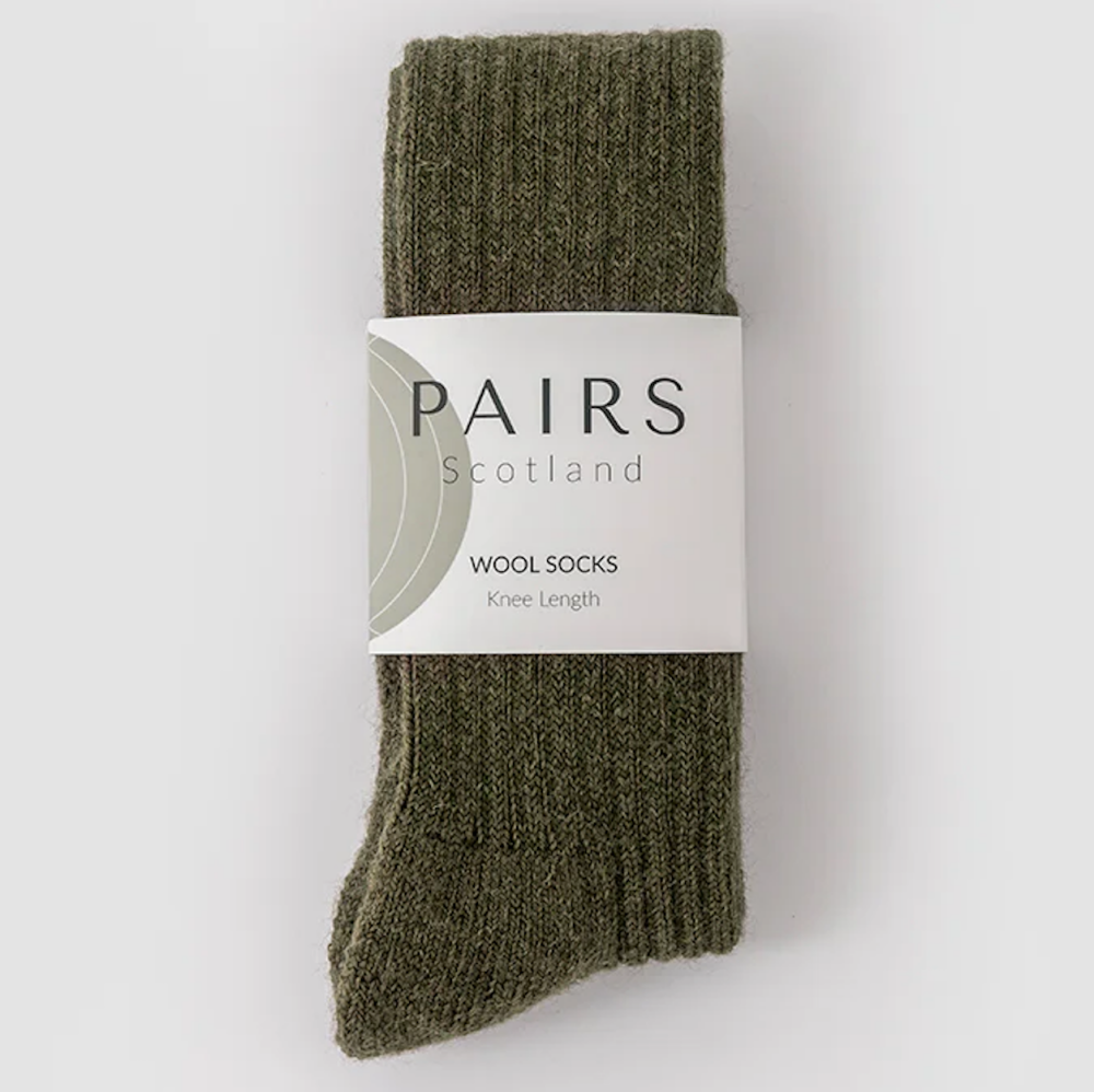 Pairs Scotland Wool Knee High Socks - Green
