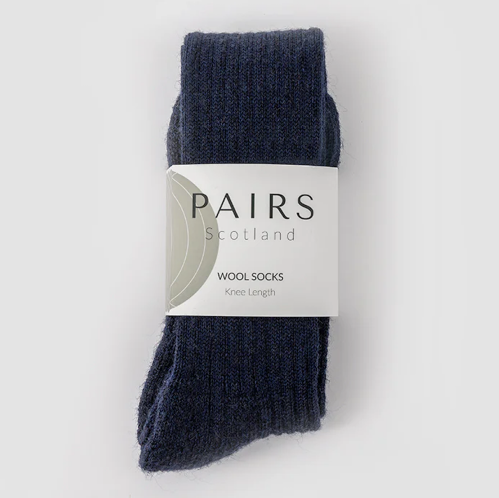 Pairs Scotland Wool Knee High Socks - Navy Blue