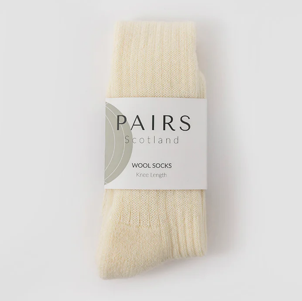 Pairs Scotland Wool Knee High Socks - Cream