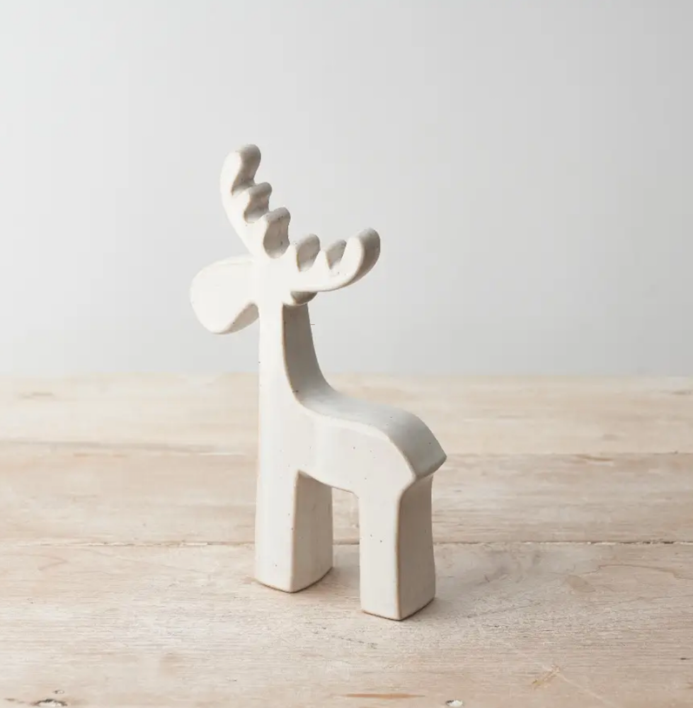 Natural Ceramic Reindeer Decoration - 20cm