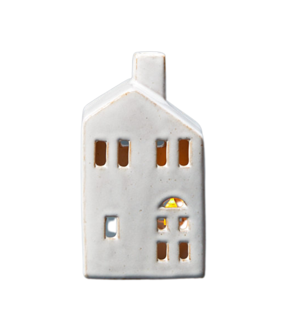 LED Glazed Ceramic House Tealight Holder - Small