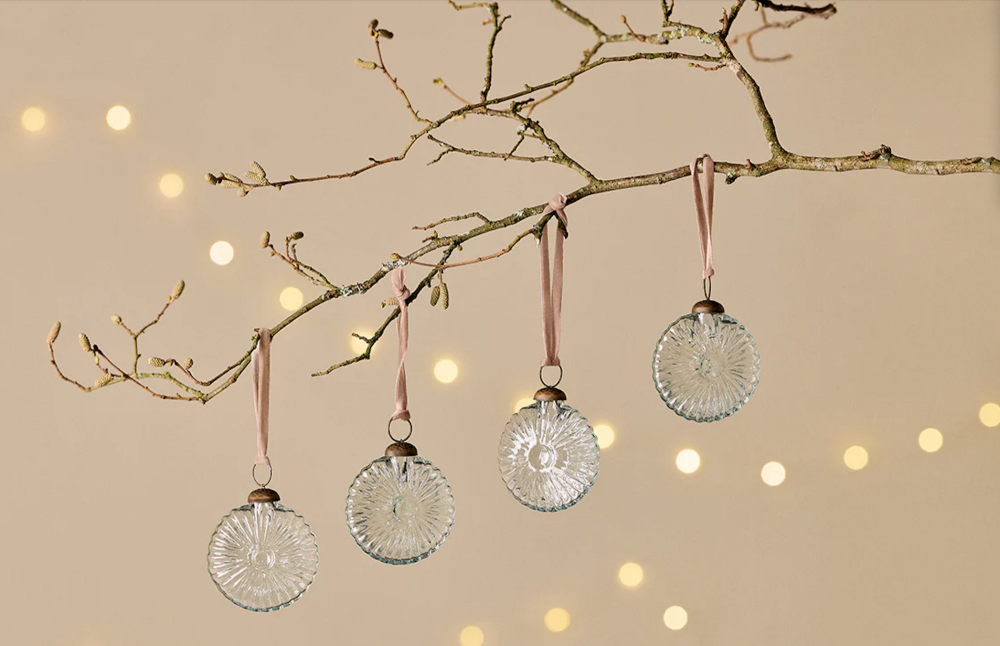 Nkuku Sundara Clear Baubles - Set of 4