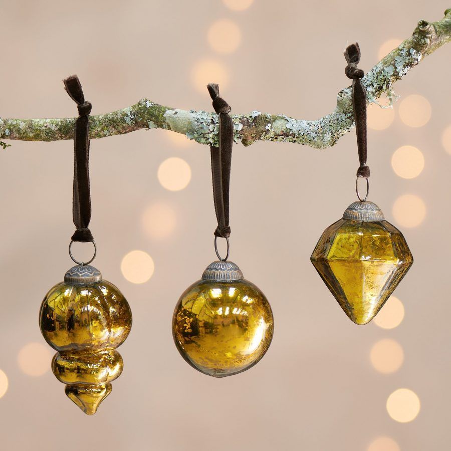 Nkuku Ura Baubles Antique Green - Set of 3