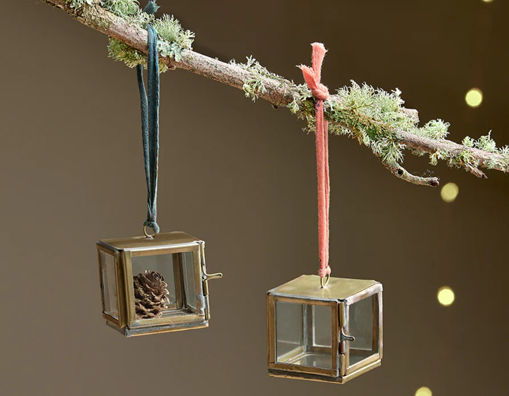 Nkuku Tiny Brass Kiko Box Decorations - Set of 2