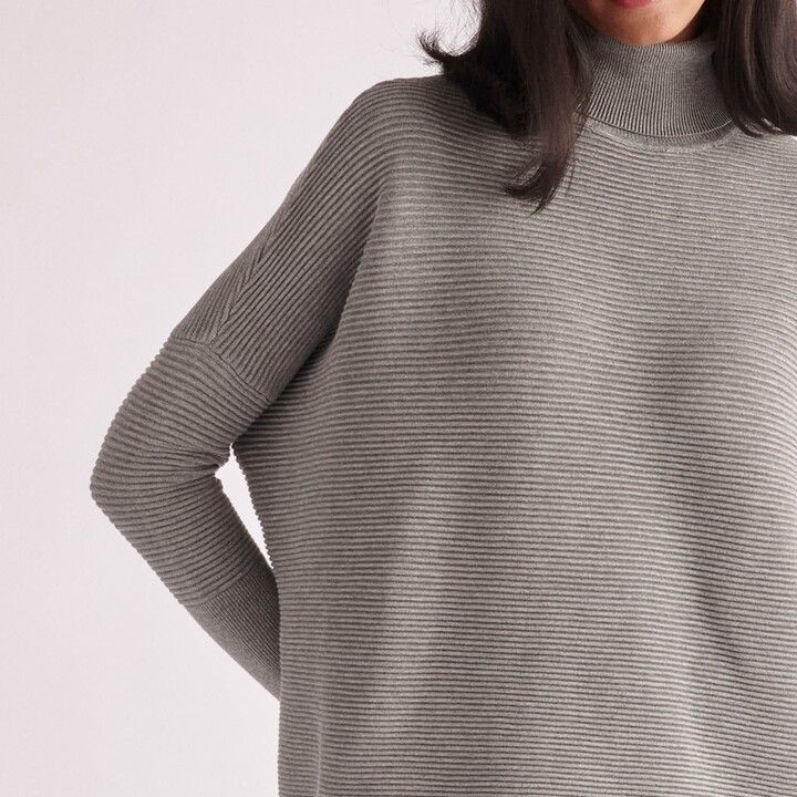 Paisie Ribbed Turtleneck Jumper - Grey L/XL