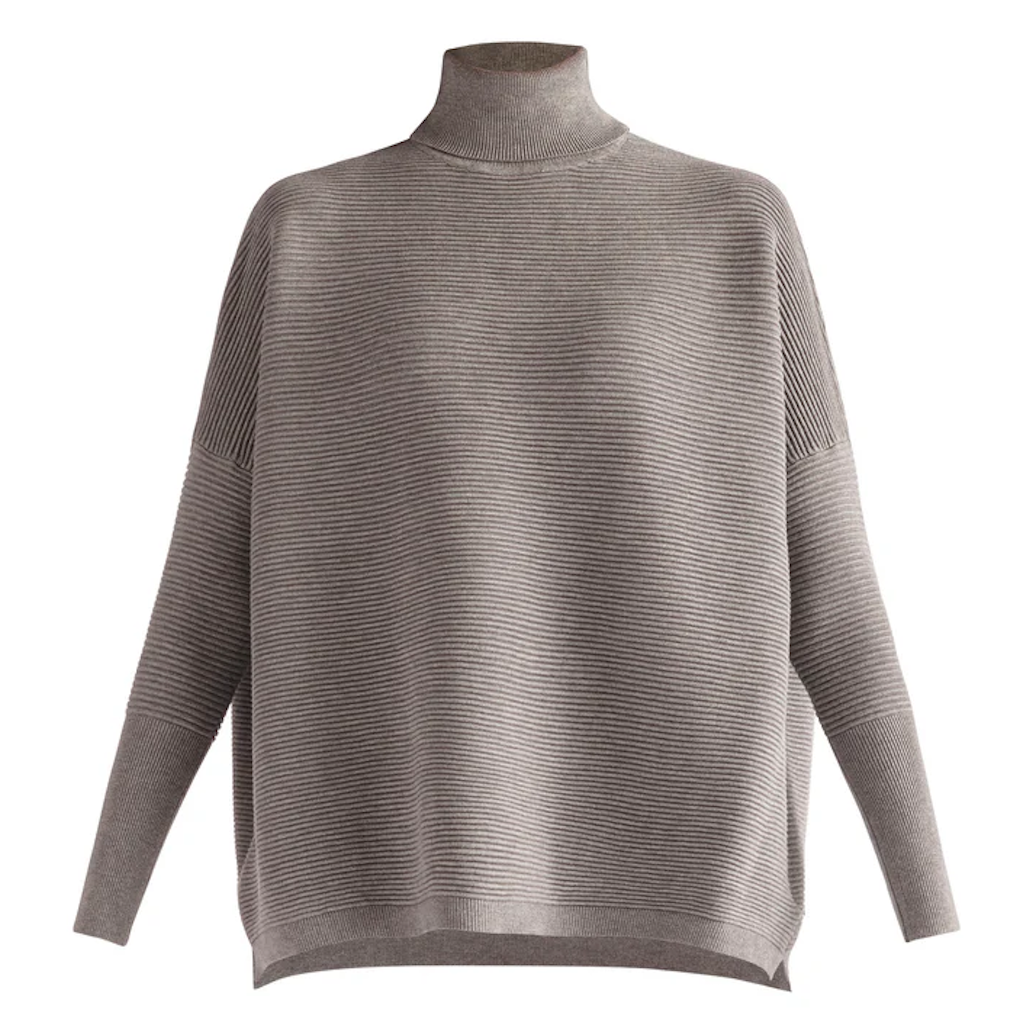 Paisie Ribbed Turtleneck Jumper - Grey L/XL