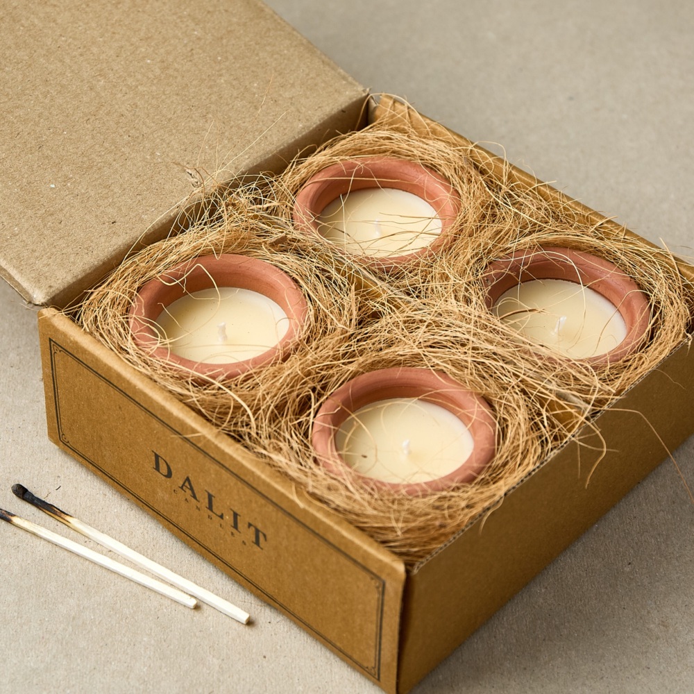 Dalit Goods Co. Handmade Terracotta Beeswax Murgan Candles - Box of 4