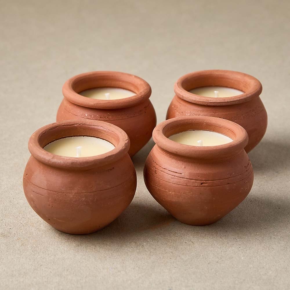Dalit Goods Co. Handmade Terracotta Beeswax Murgan Candles - Box of 4