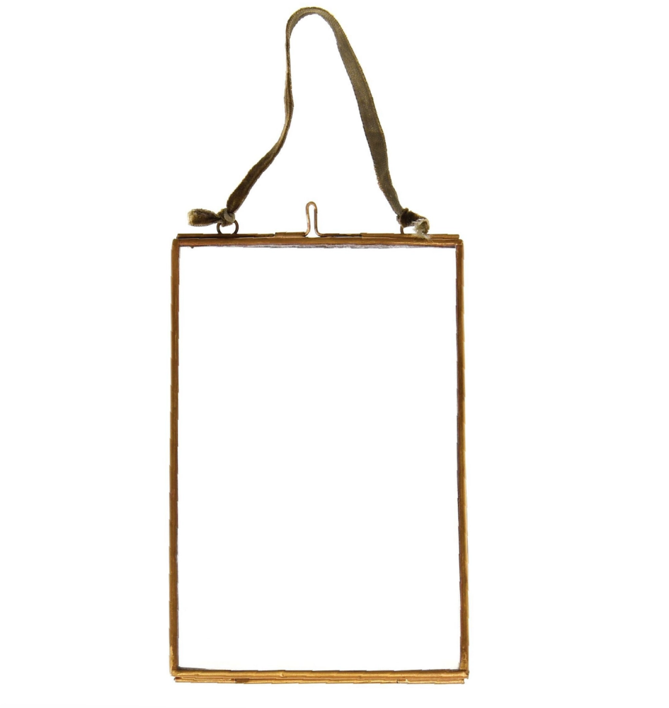 Brass and Glass Vertical Hanging Picture Frame - 15 x 10cm
