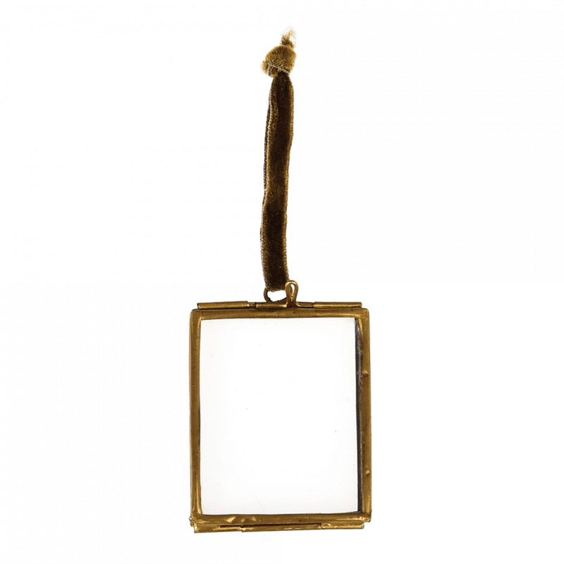 Brass and Glass Vertical Hanging Picture Frame - 5.5 x 4.5cm