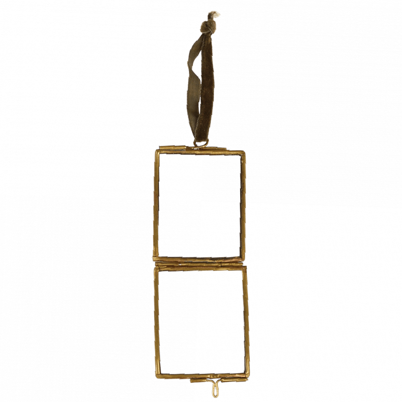Brass and Glass Vertical Hanging Picture Frame - 5.5 x 4.5cm