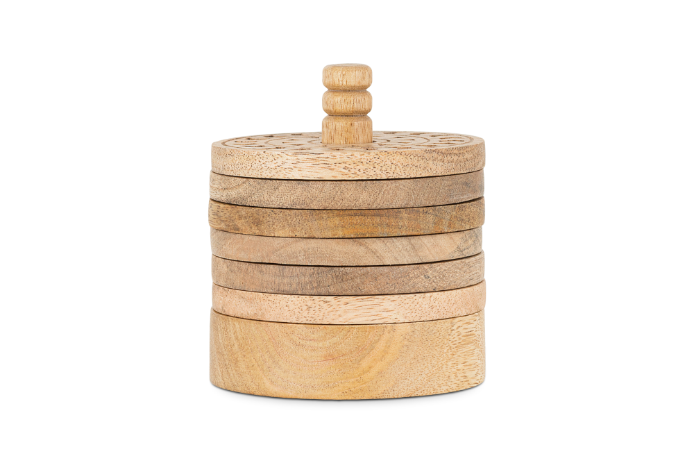 Nkuku Anali Mango Wood Coasters - Natural
