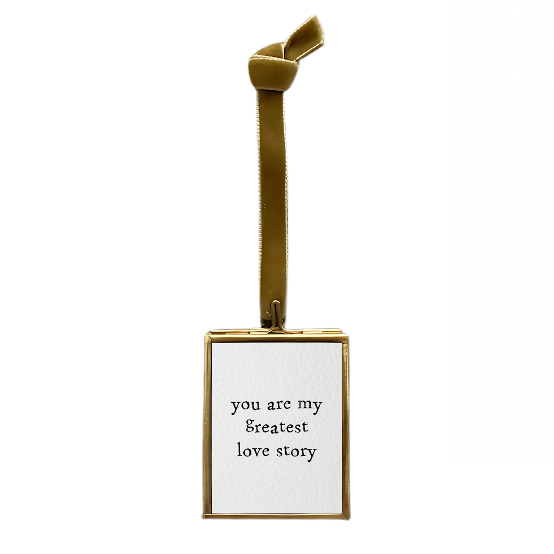 Brass Framed Quote Velvet Ribbon - "you are my greatest love story"