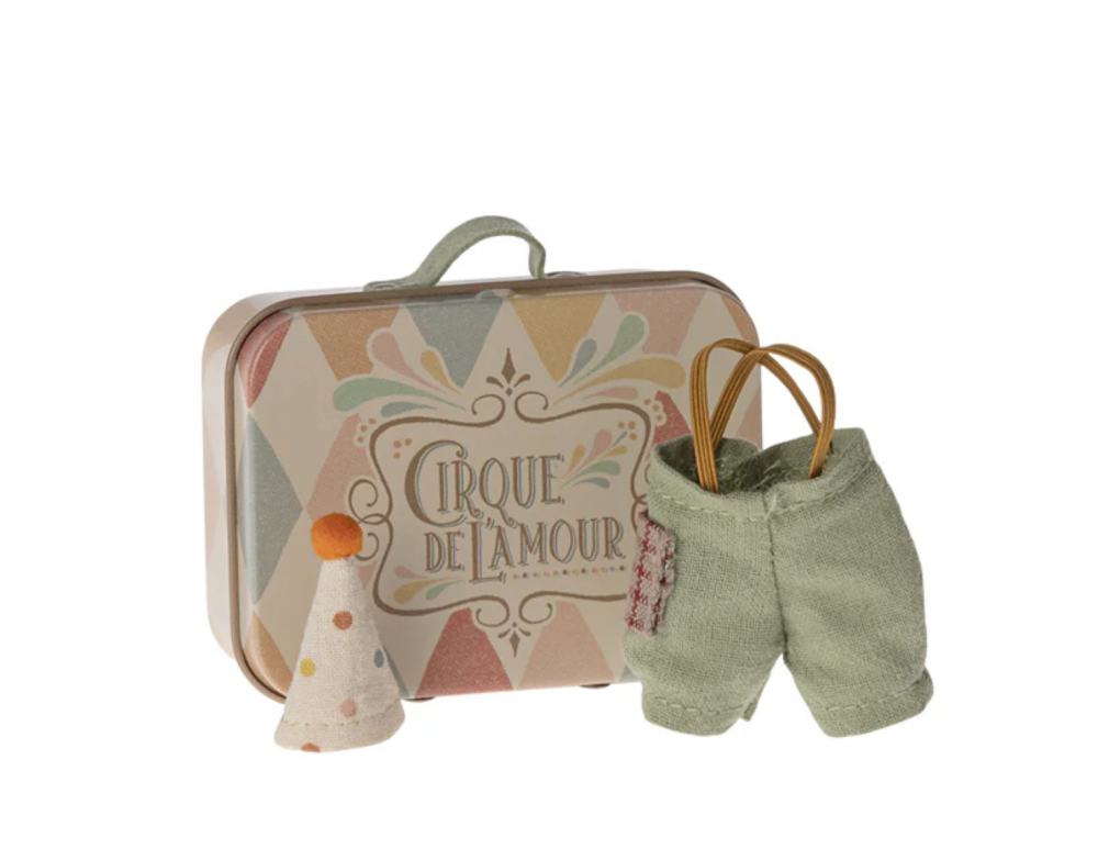 Maileg Clown Clothes in Suitcase Little Brother Sister Mouse