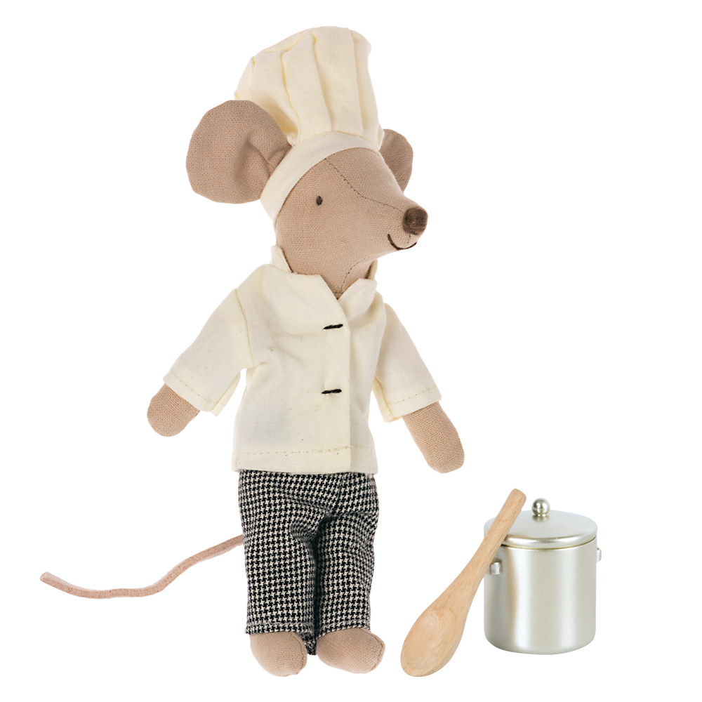 Maileg Chef Mouse with Soup Pot and Spoon