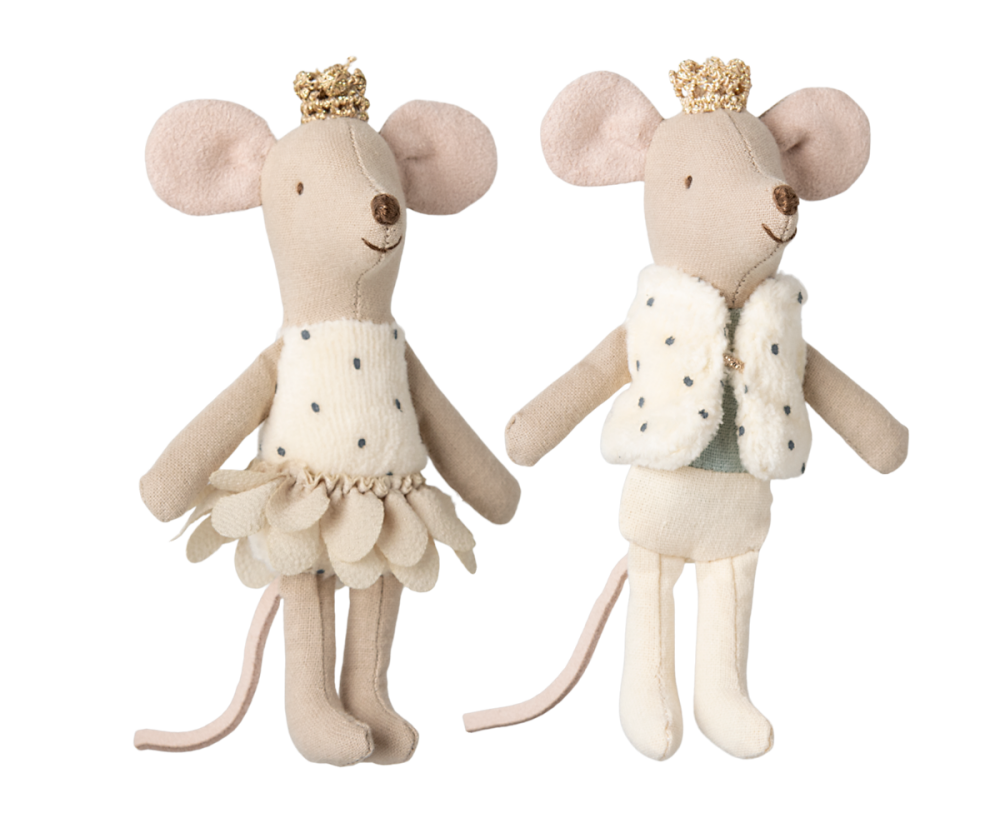 Maileg Royal Twin Mice in Matchbox Prince and Princess