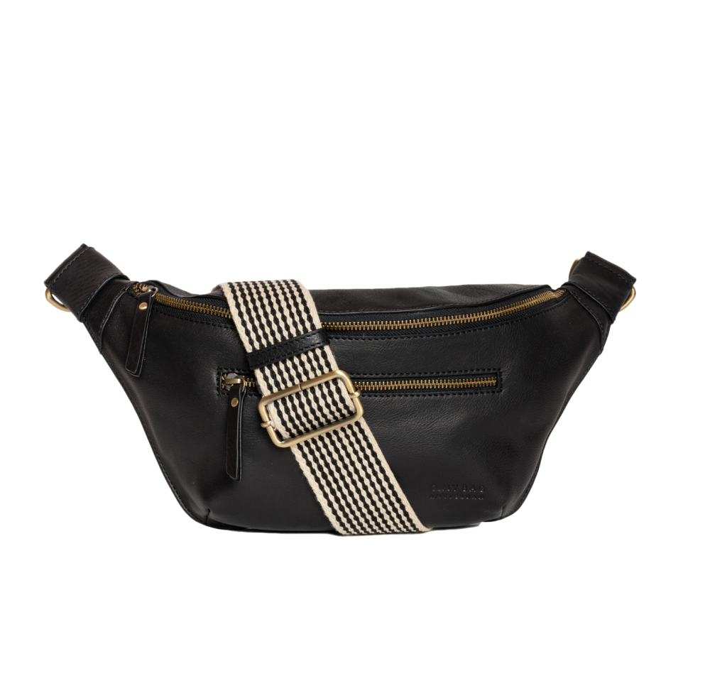 O My Bag Amsterdam Drew Bum Bag - Black Soft Grain Leather