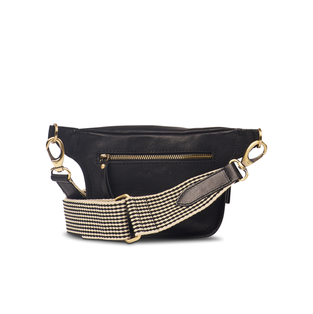 O My Bag Amsterdam Beck's Bum Bag - Black Stromboli Leather