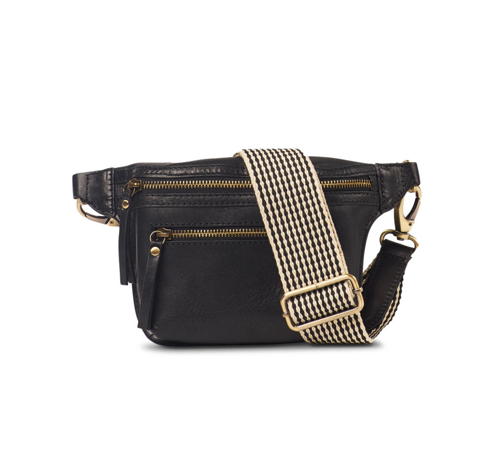 O My Bag Amsterdam Beck's Bum Bag - Black Stromboli Leather
