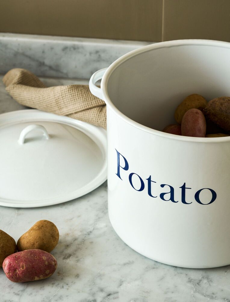 Garden Trading Enamel Potato Store - White