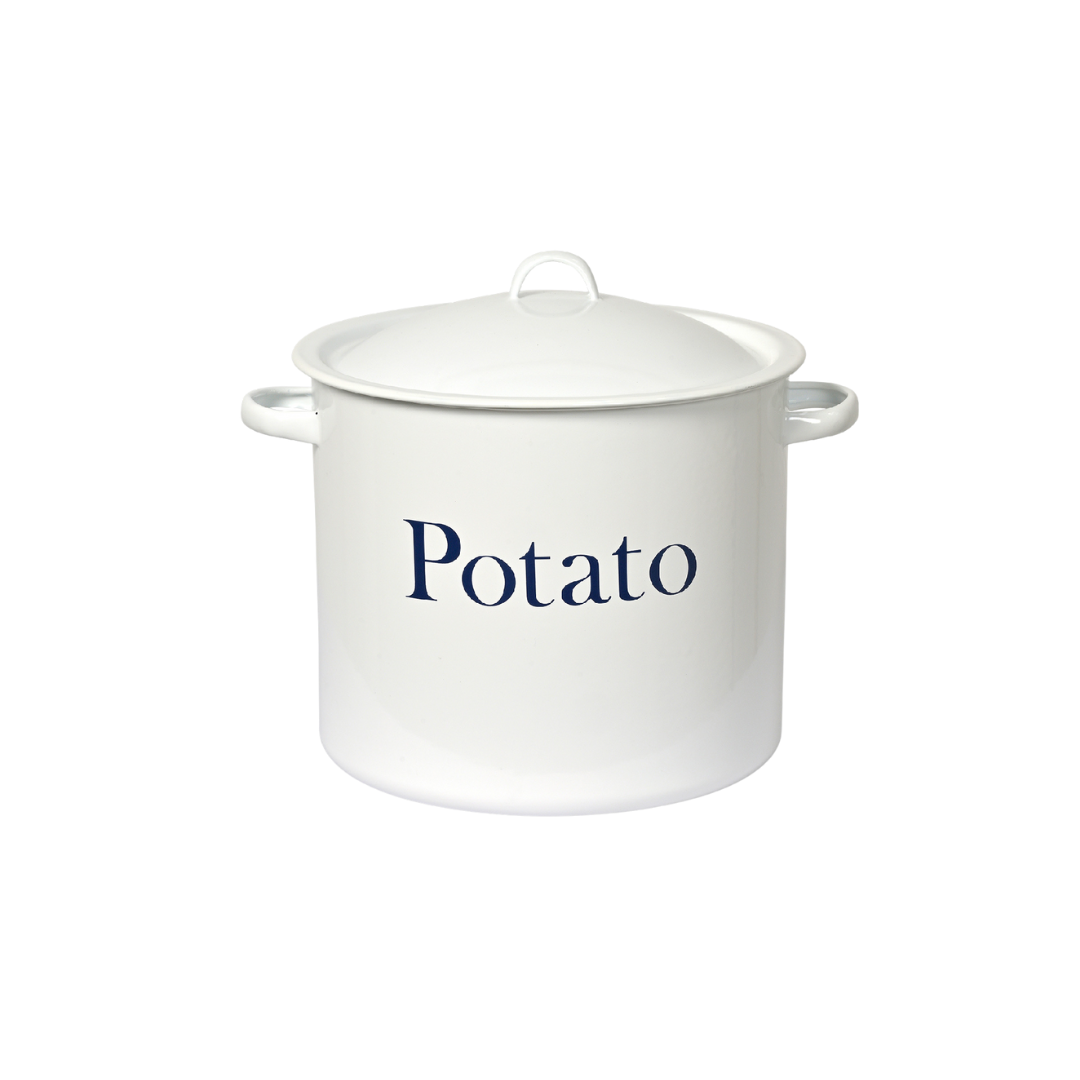 Garden Trading Enamel Potato Store - White