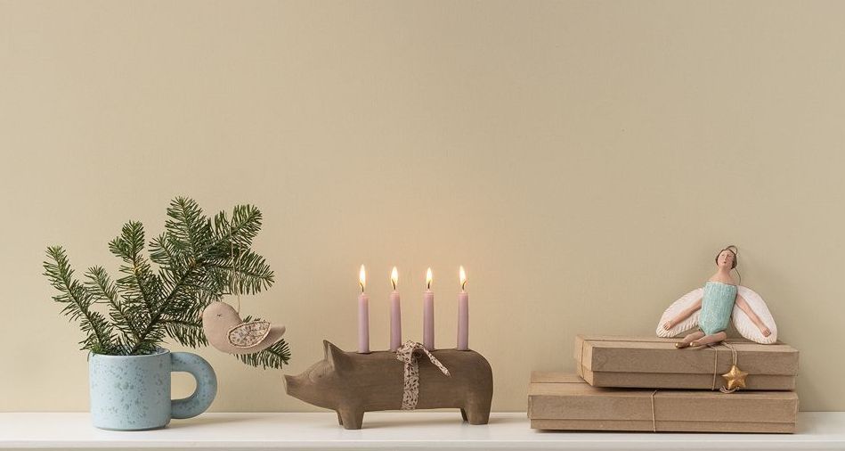 Maileg Wooden Pig Advent Candle Holder - Nature 23cm ARRIVING 5TH NOVEMBER