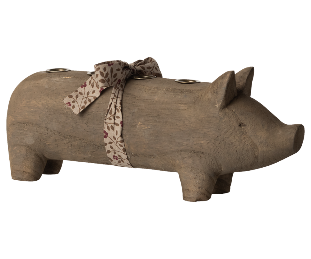 Maileg Wooden Pig Advent Candle Holder - Nature 23cm ARRIVING 5TH NOVEMBER