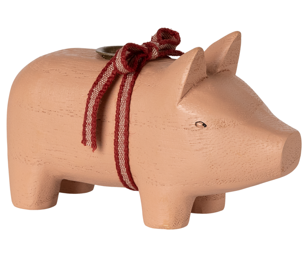 Maileg Small Wooden Pig Candle Holder - Rose ARRIVING 5TH NOVEMBER