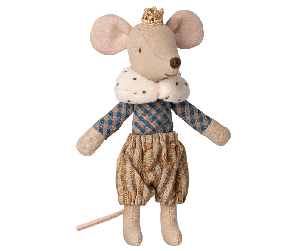 Maileg Ochre Big Brother Prince Mouse in Castle Bag