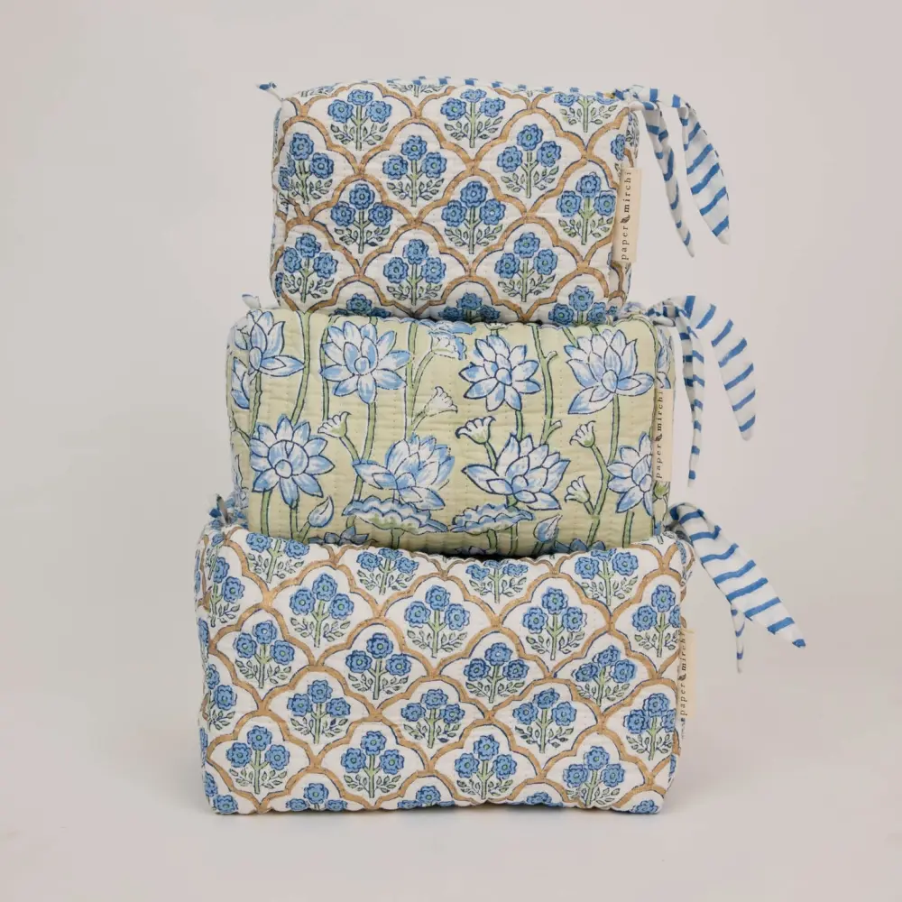 Organic Cotton Toiletry Bag Trellis - Small