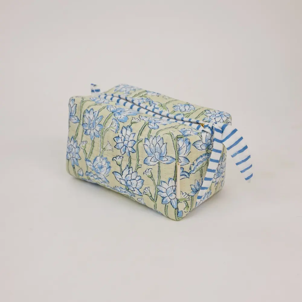 Organic Cotton Toiletry Bag Lotus - Medium