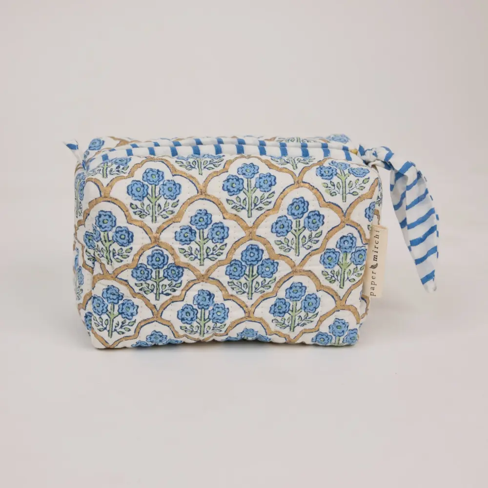 Organic Cotton Toiletry Bag Trellis - Small