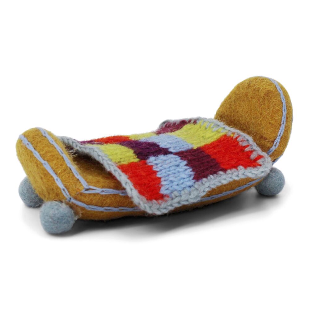 Gry & Sif Furniture - Bed with Blanket in Ochre