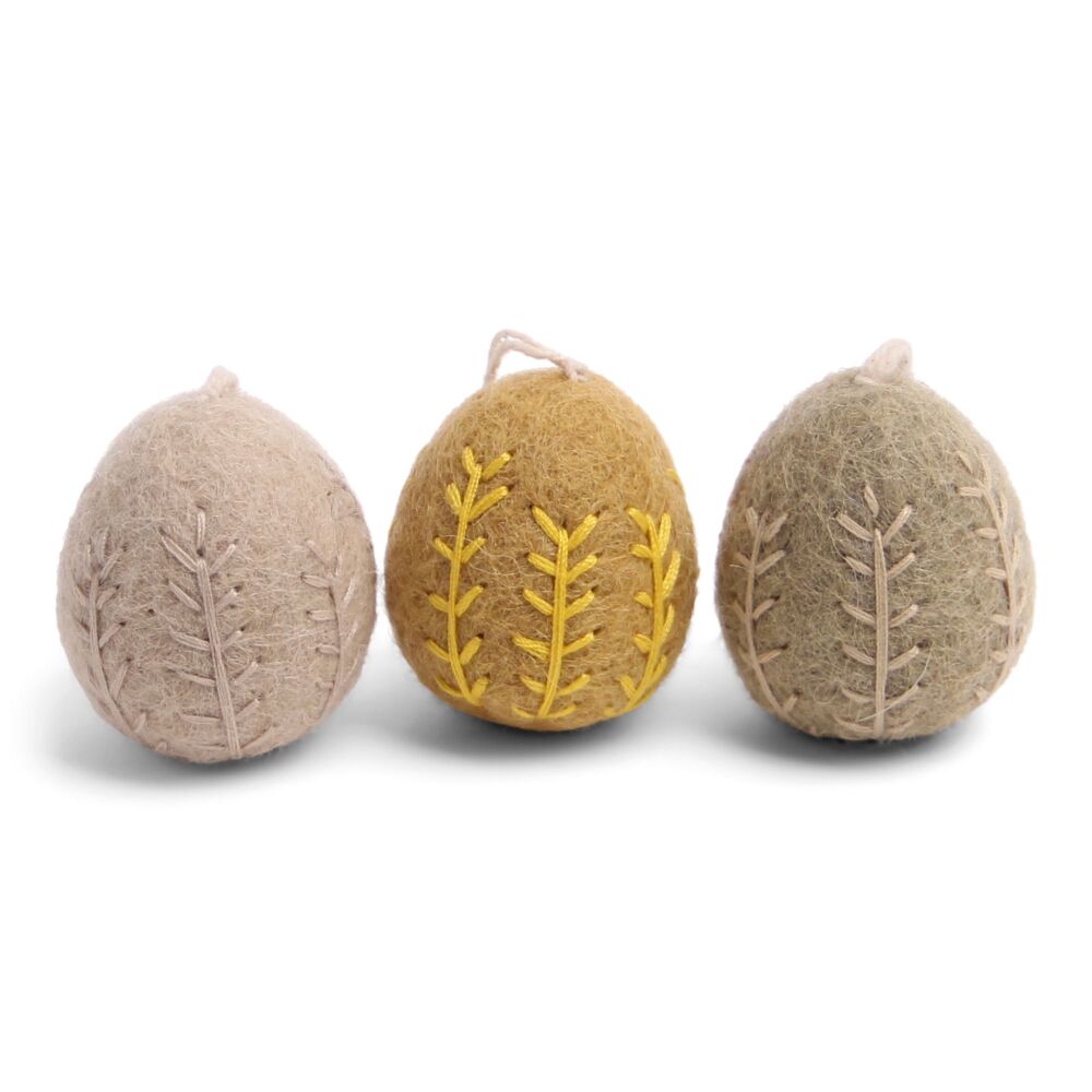Gry & Sif Eggs Clay Colours with Embroidery - Set of 3
