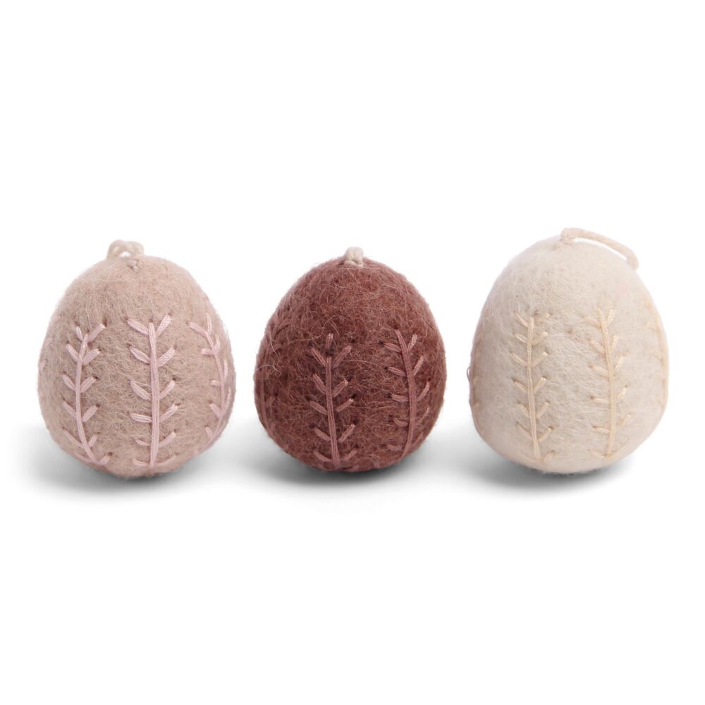 Gry & Sif Eggs Rose Colours with Embroidery - Set of 3