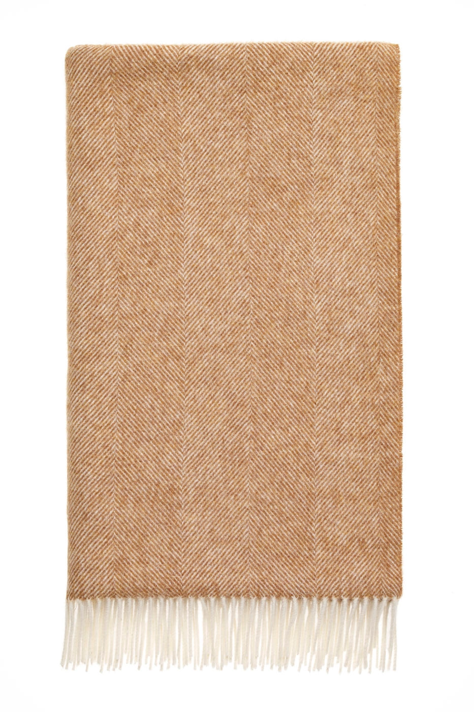 Bronte by Moon Herringbone Pure Wool Throw - Camel