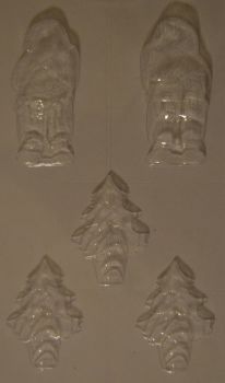 Santa Chocolate Mould with 3 Chocolate Christmas Tree Moulds