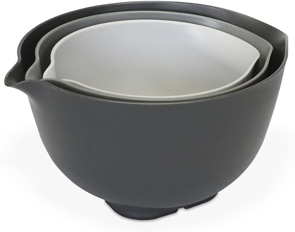 Venn Set of 3 Nesting Mixing Bowls with Lids Grey