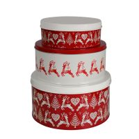 Yuletide Set of 3 Nesting Christmas Cake Storage Tins 