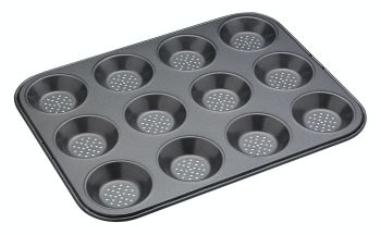 KitchenCraft MasterClass Crusty Bake Non-Stick 12 Hole Shallow Baking Pan