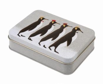 Sara Miller Christmas Penguin Small Rectangular Storage Tin