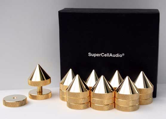 Sound Isolation Cones/Spikes set of 8, gold plated. #FSB-2-G-1420-8