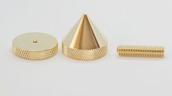 Gold plated isolation cone with floor saver and removable threaded leg. Thr