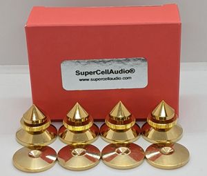 Adjustable Sound Isolation Cones Set of 4, gold plated. #FSB-10-G-4