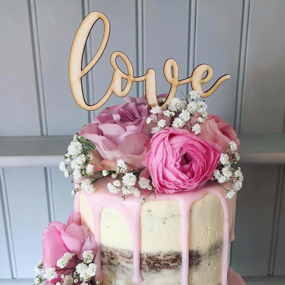 Ply wooden love cake topper