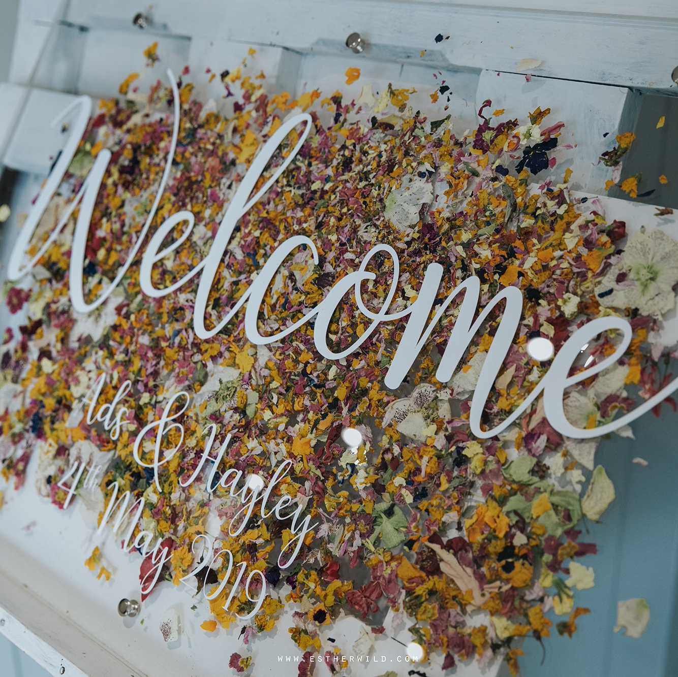 Confetti filled acrylic wedding sign
