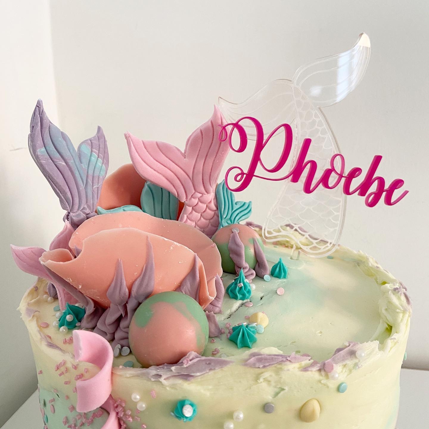 Personalised mermaid cake topper