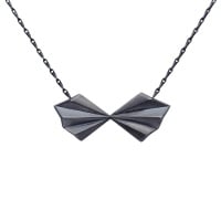 Pleated Black Bow Necklace