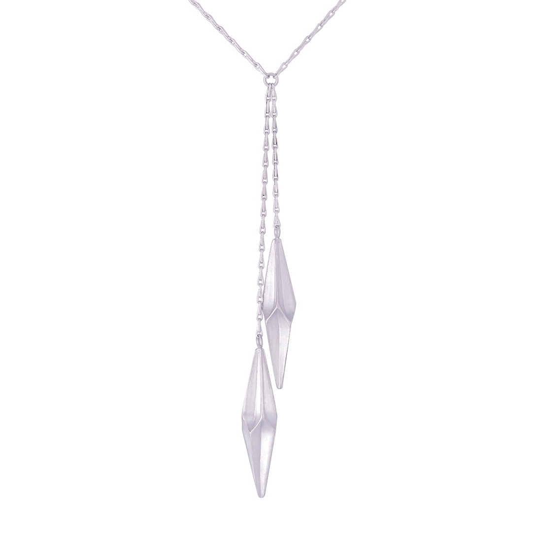 Shard Silver Double Drop Necklace